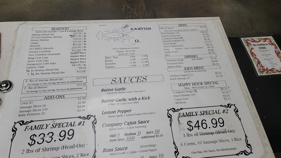 Kids menu items and fountain drinks
